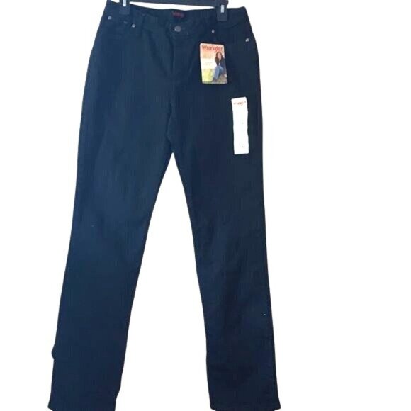 Wrangler Womens Black Straight-Leg Jeans Size 12M Stretch Cotton Blend Denim - Picture 2 of 12